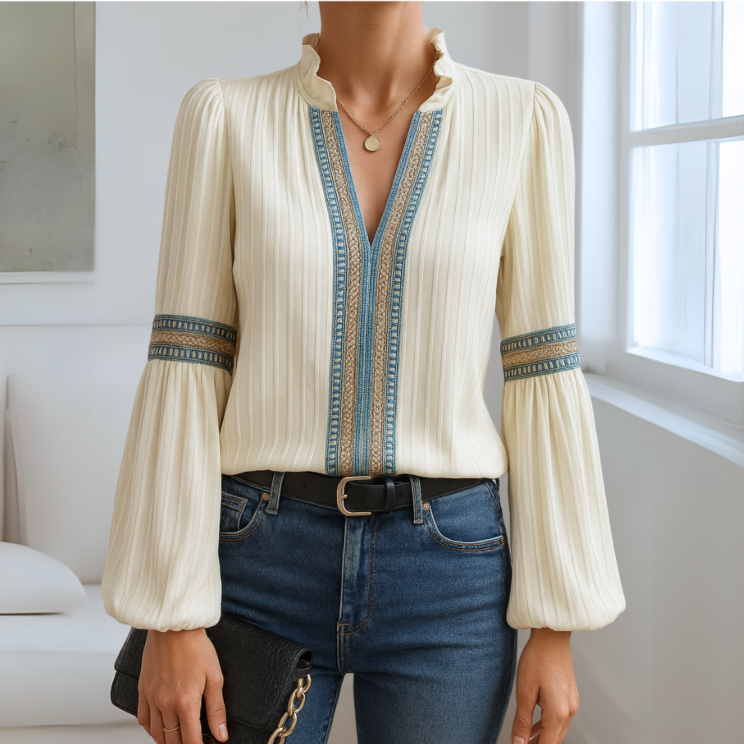 Ania™ - Elegant V-ringad Spetsblus