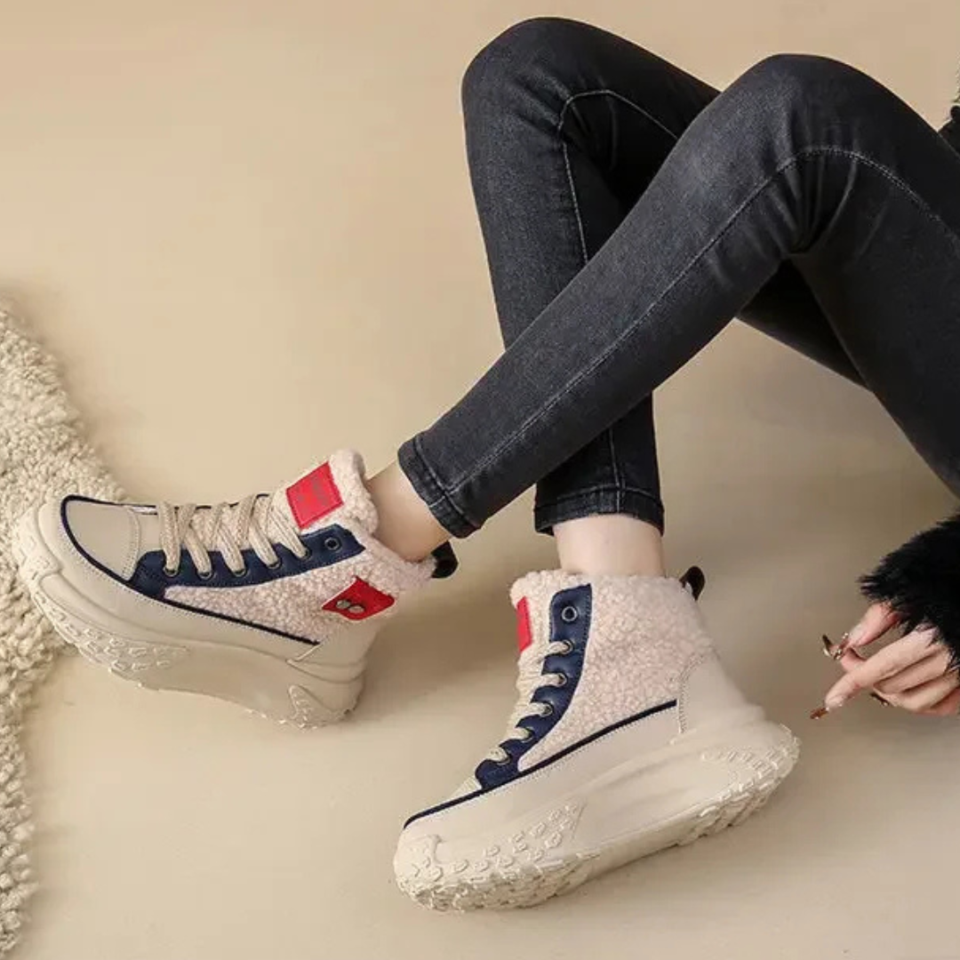 FrostWalk™ – Fodrade Platta Vinterstövlar för Kvinnor med Plyschfoder