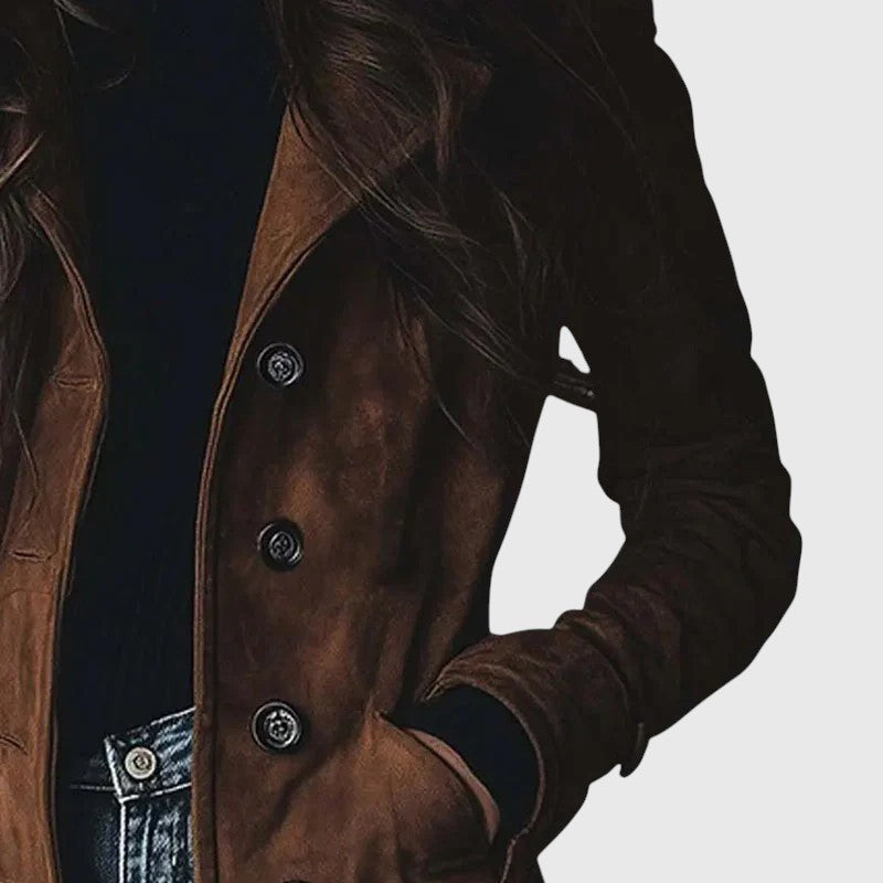 Prestia™ - Elegant Mellanlång Kappa med Knappstängning