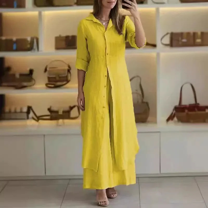 Lunara™ - Luftigt & Avslappnat Set med Blusklänning och Byxor